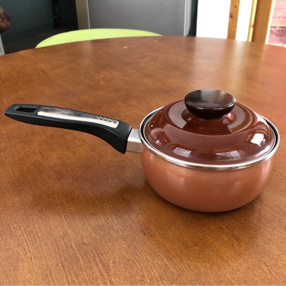 metallic brown Megaware 1QT saucepan with lid